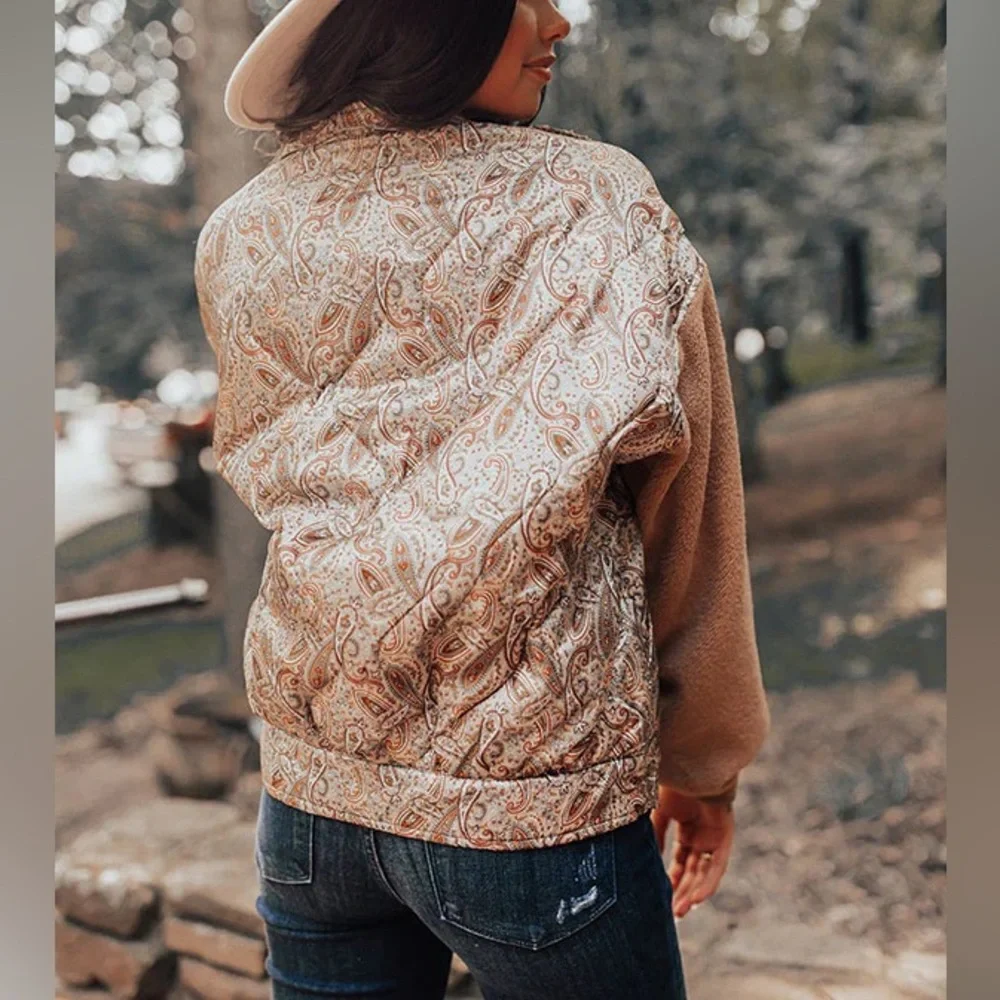 Umgee Colorado Snuggles Paisley Jacket, Tan/Gold, Size Medium